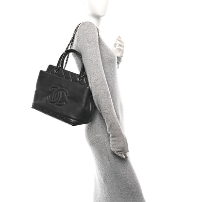 Chanel Soft Caviar CC Medium Top Handle Tote Navy Blue 2 of 11