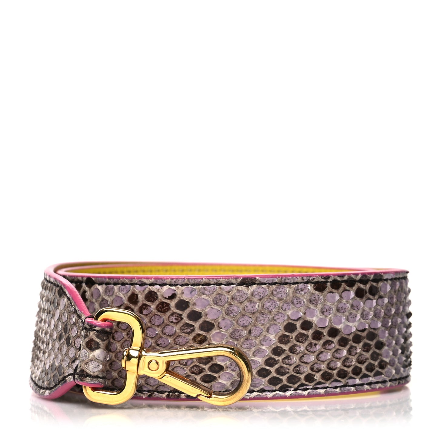 Shiny Snakeskin Vitello Dolce Strap You Purple Yellow