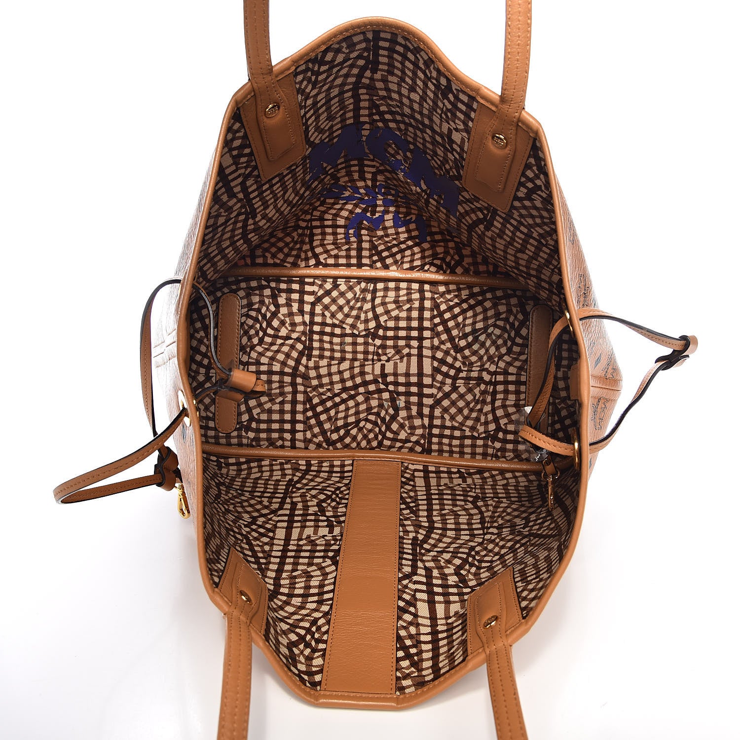 MCM Visetos Medium Liz Reversible Shopper Tote Cognac 9 of 18