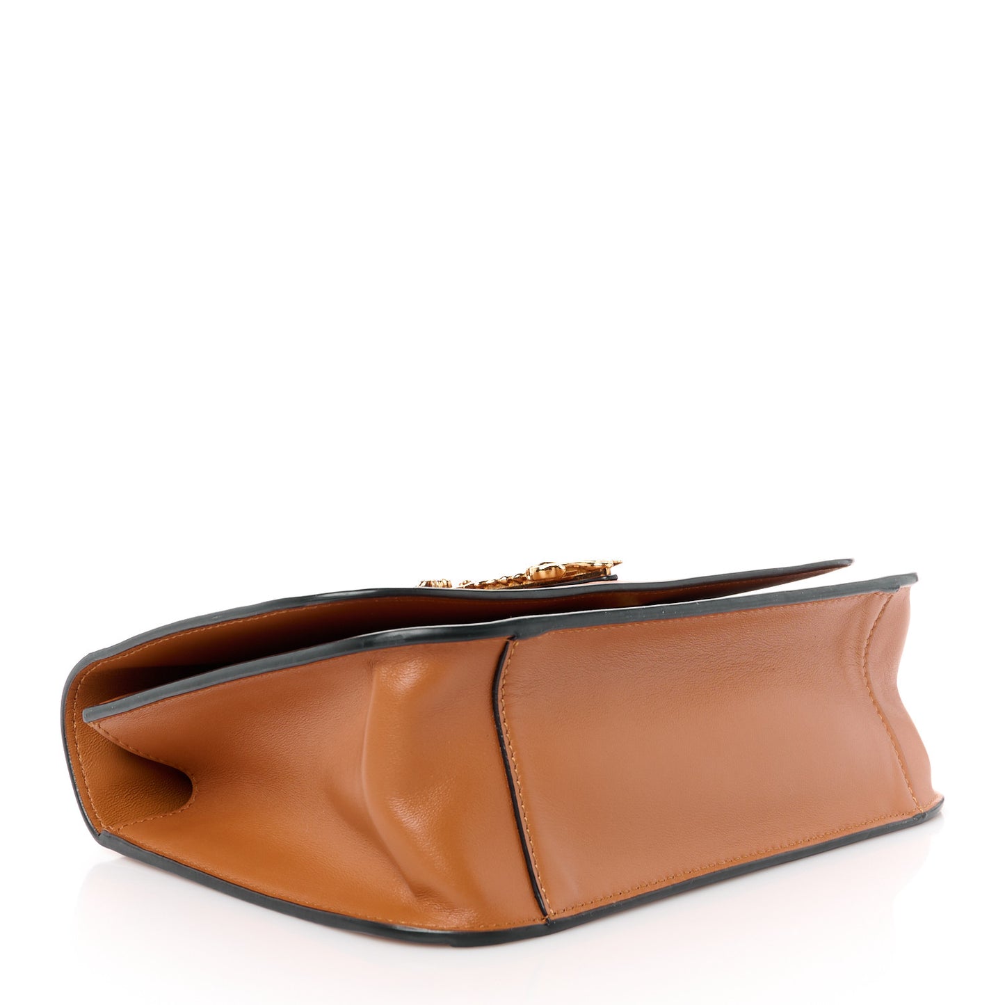 Vitello Barocco Virtus Top Handle Shoulder Bag Brown