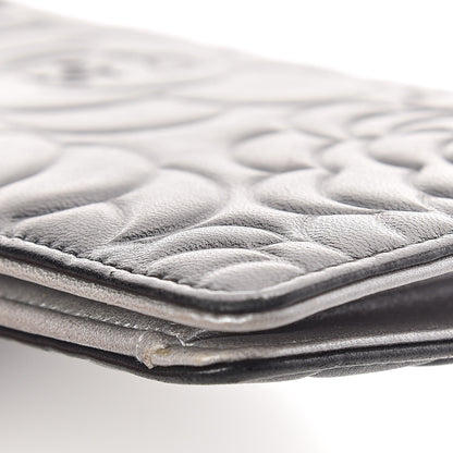 Chanel Lambskin Camellia Embossed Yen Wallet Black 12 of 12