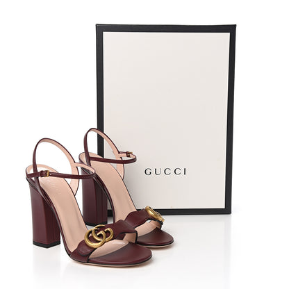Gucci Lifford Calfskin GG Marmont Ankle Wrap 105mm Sandals 37 Vintage Bordeaux 9 of 9