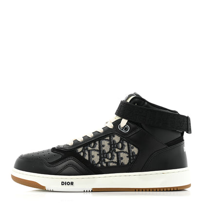 Christian Dior Smooth Calfskin Jacquard Oblique Mens B27 Mid Top Sneakers 41.5 Black Blue 1 of 9