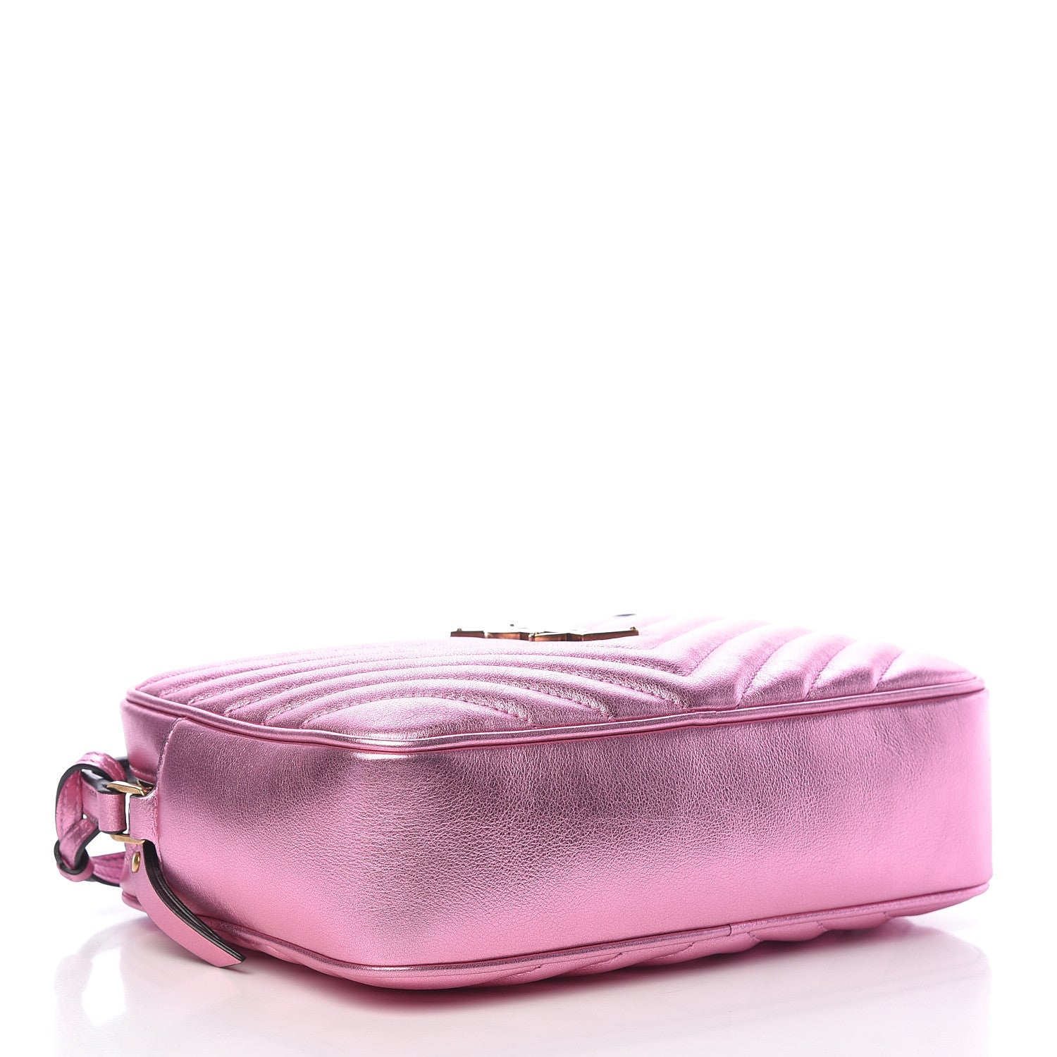 Saint Laurent Metallic Calfskin Matelasse Monogram Lou Camera Bag Vegas Pink 4 of 10