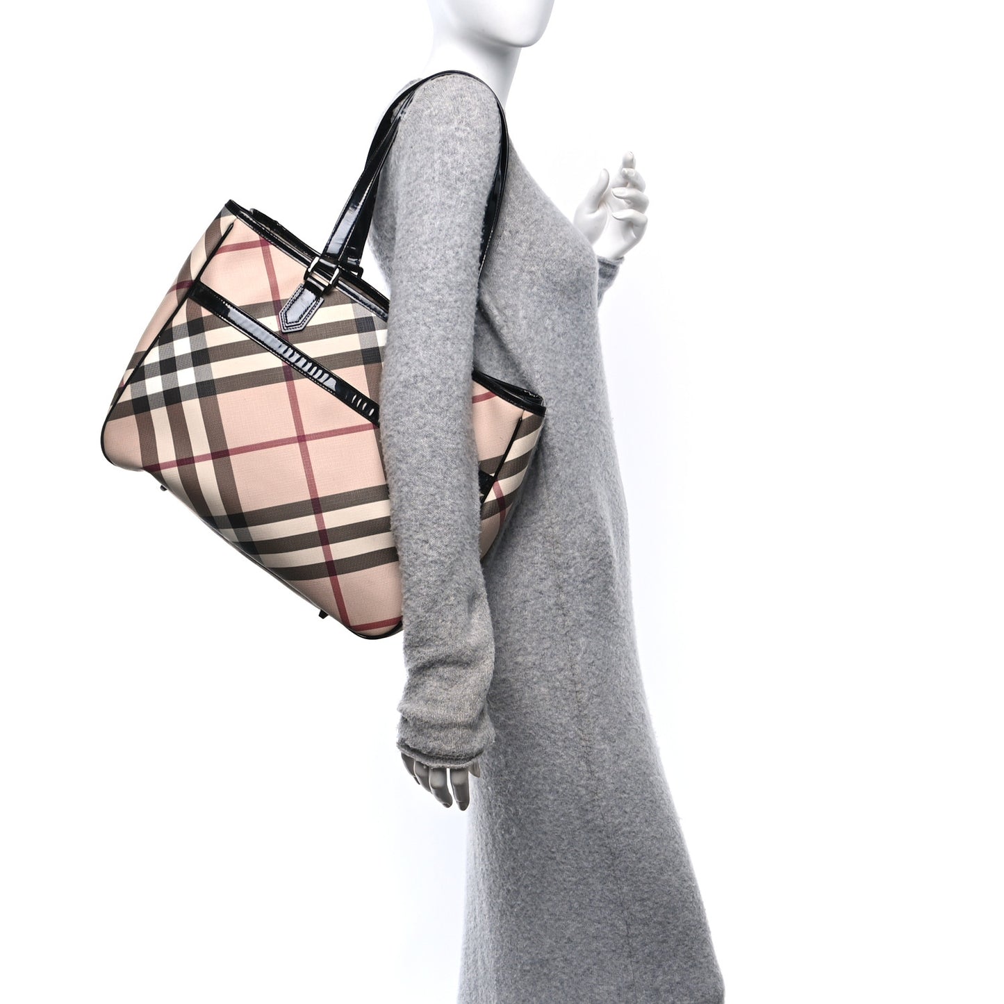 Nova Check Patent Medium Emmy Tote Black