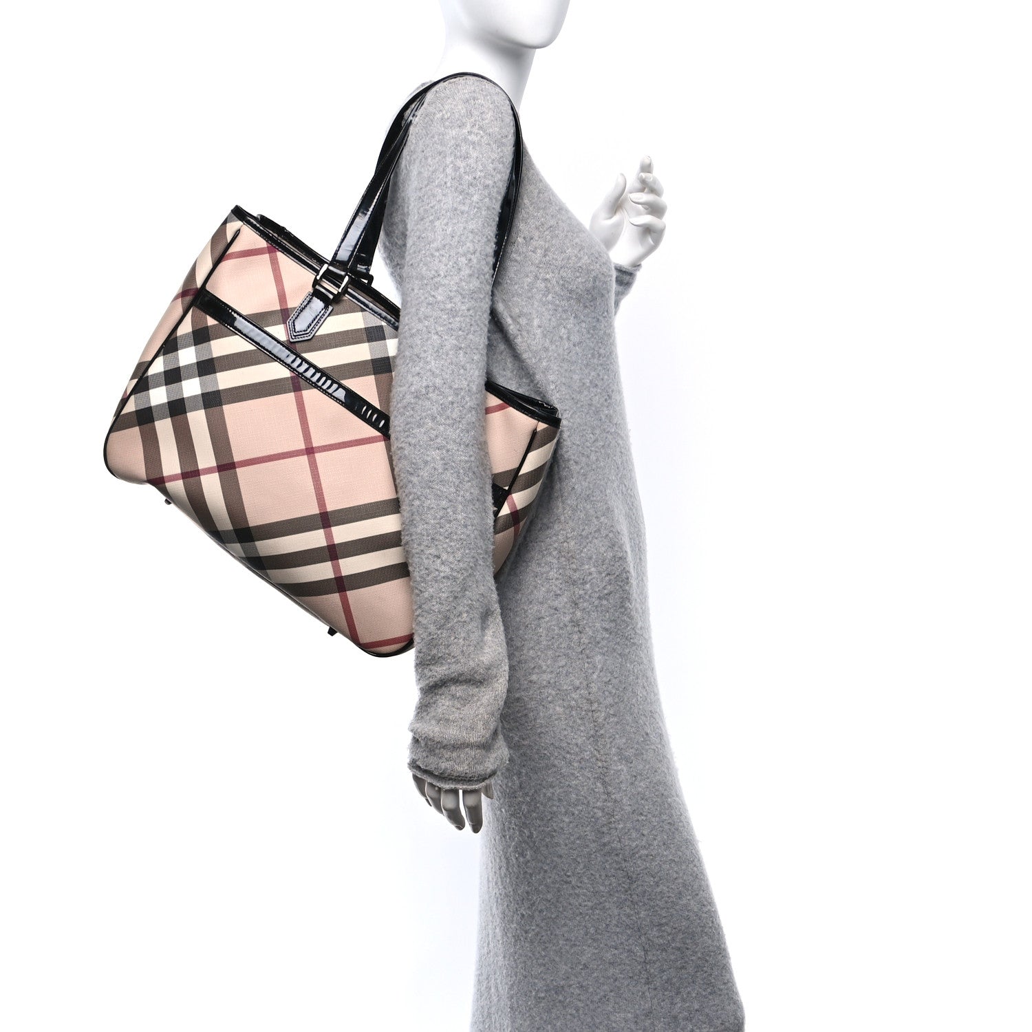 Burberry Nova Check Patent Medium Emmy Tote Black 2 of 10