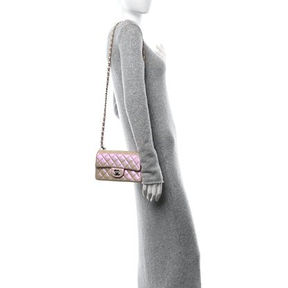 Chanel Iridescent Calfskin Quilted Mini Rectangular Flap Pink 3 of 11