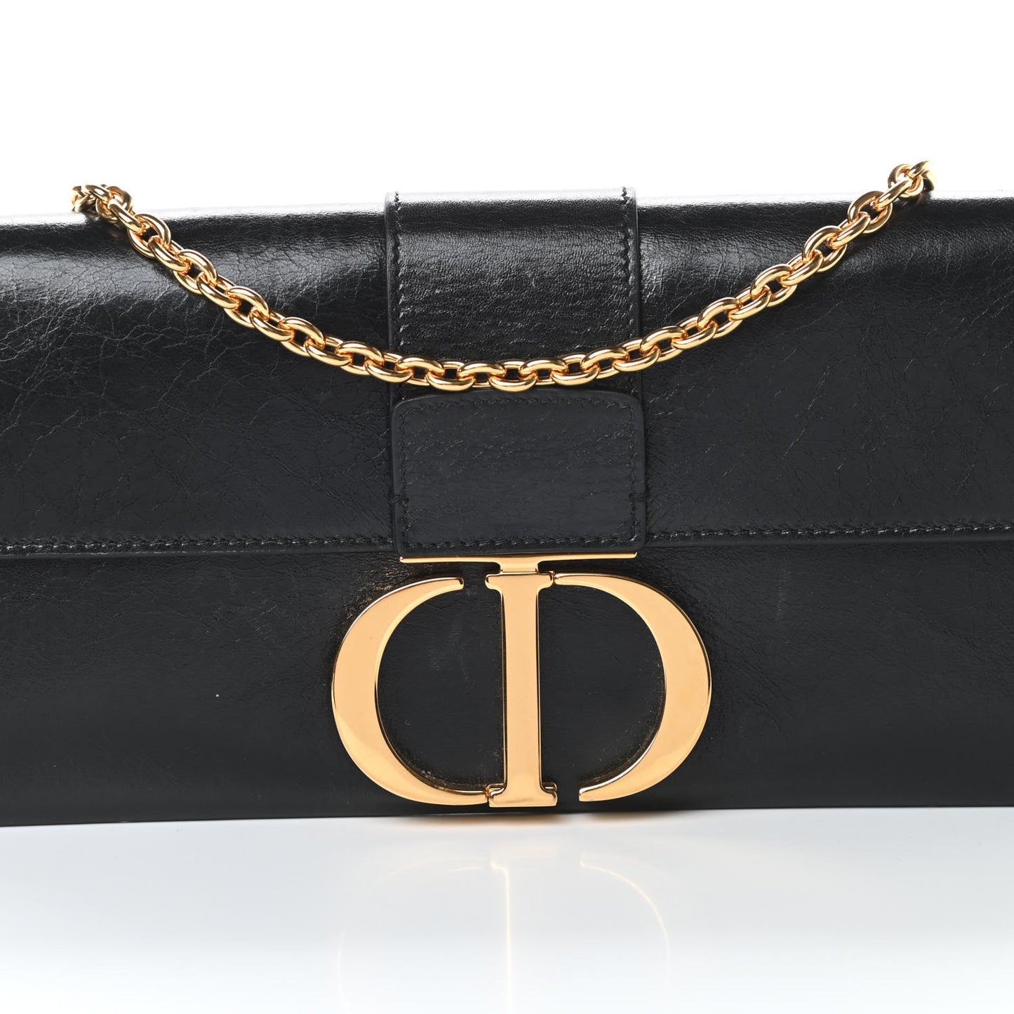 Crinkled Lambskin 30 Montaigne Clutch Black