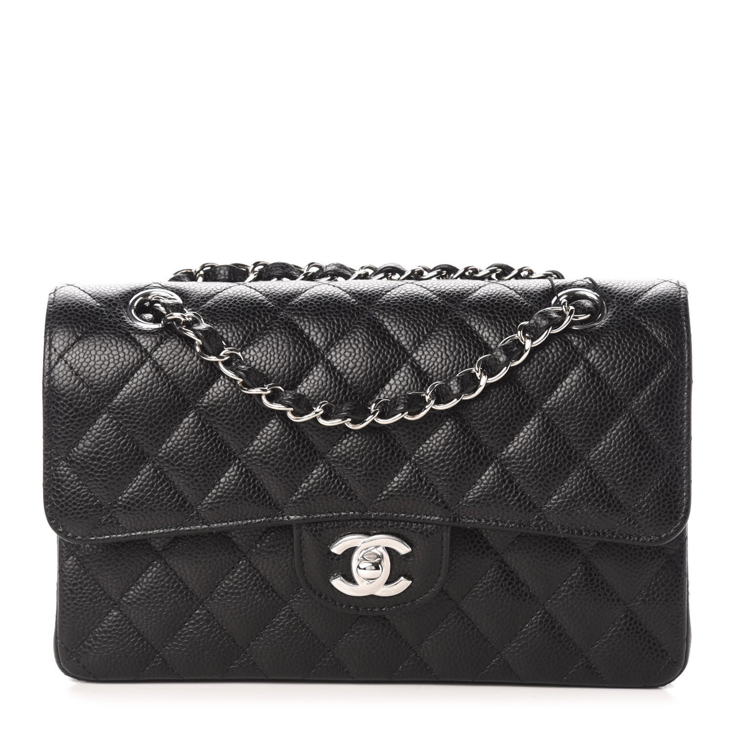 Caviar Quilted Small Double Flap Black