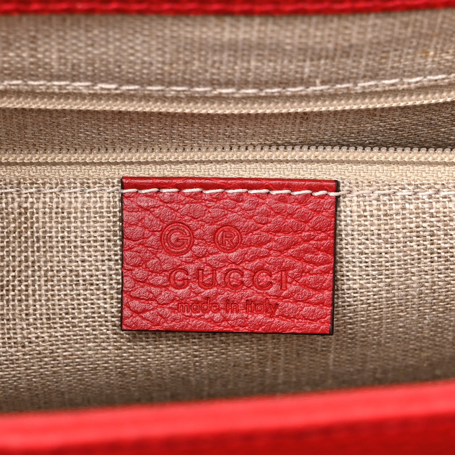 Gucci Dollar Calfskin Medium Interlocking G Top Handle Shoulder Bag Red 6 of 10