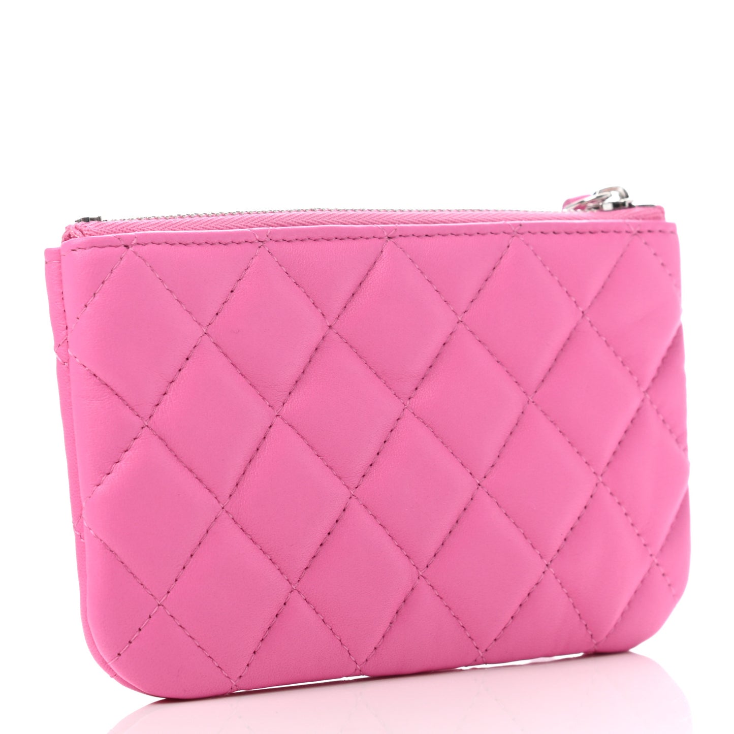 Lambskin Quilted Small Cosmetic Case Pink