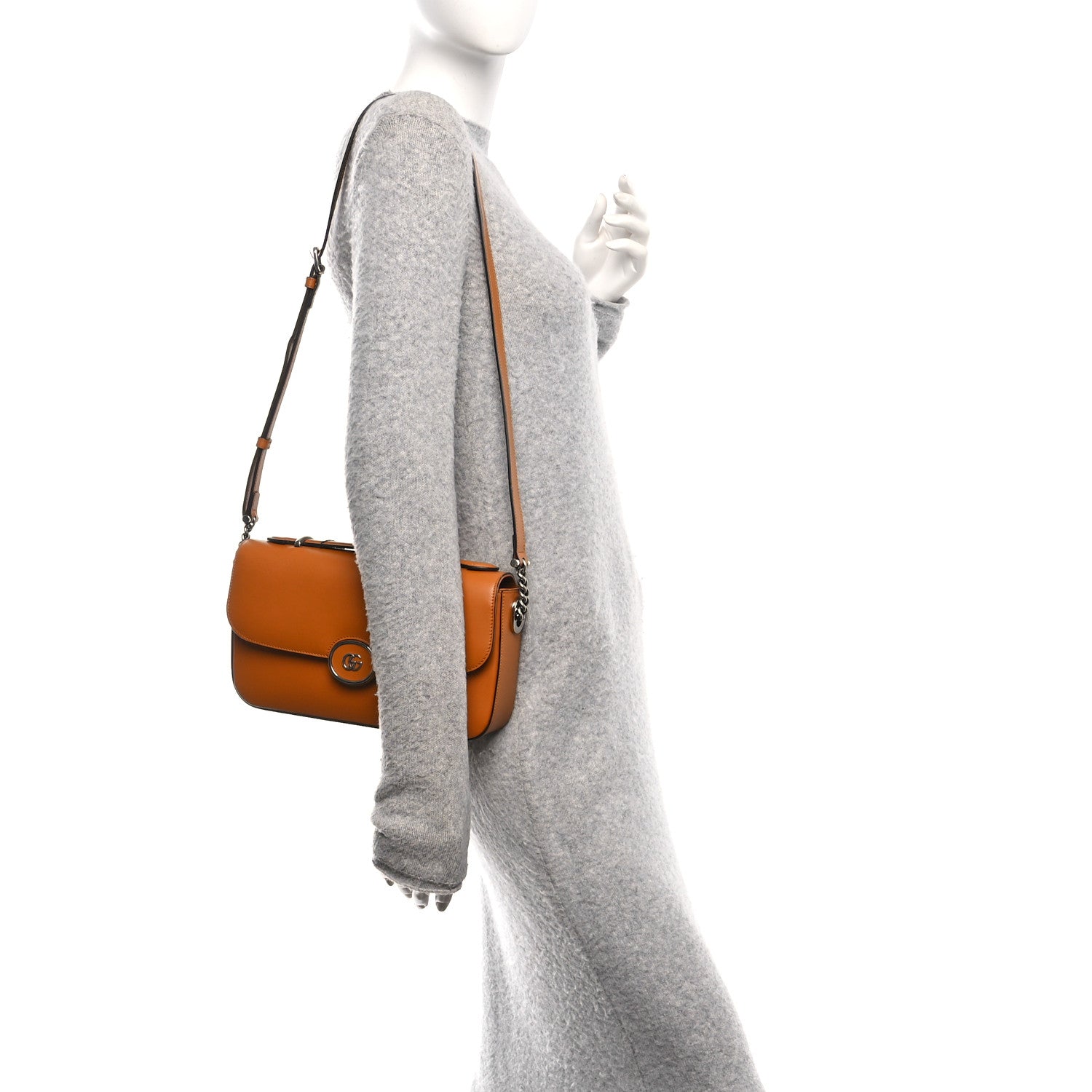 Gucci Senna Calfskin Petite GG Top Handle Shoulder Bag Brown 2 of 10
