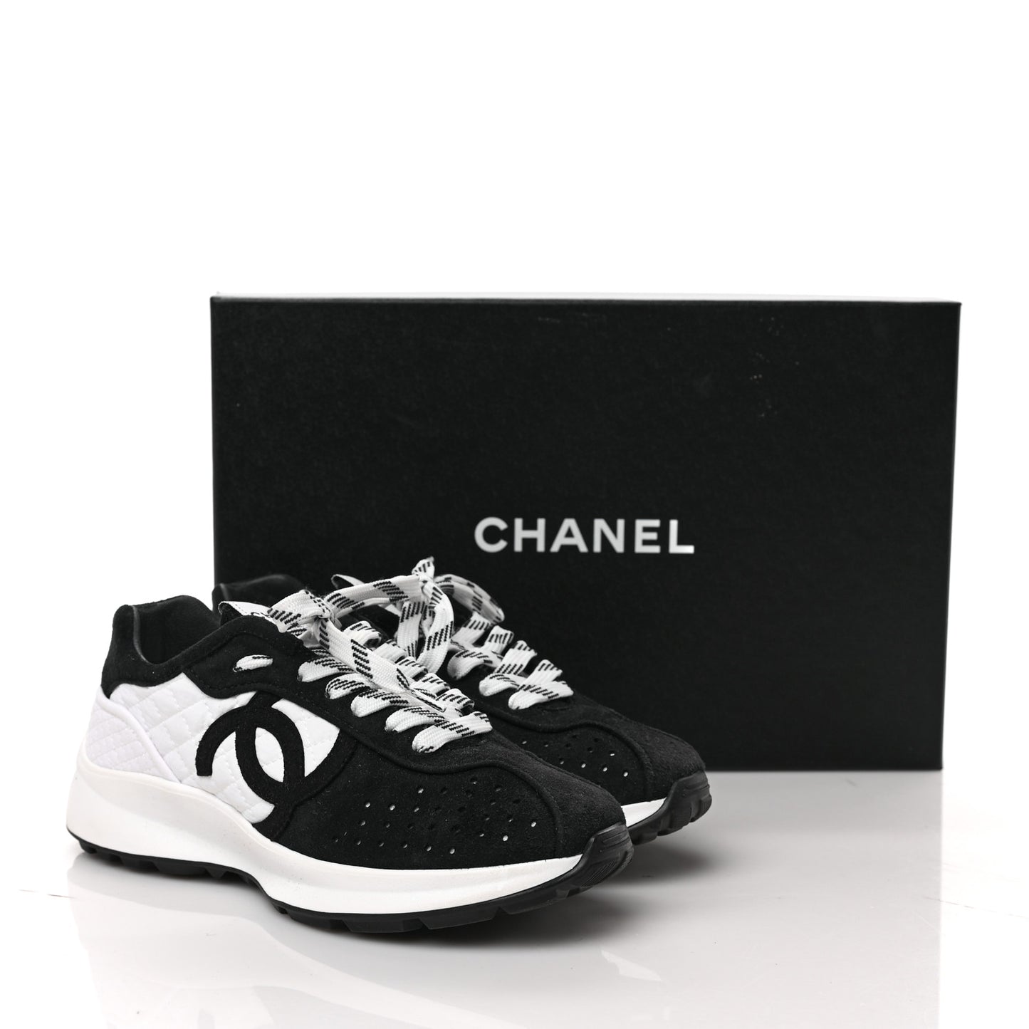 Fabric Suede Kidskin CC Sneakers 36.5 Dark Navy White