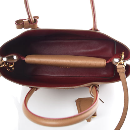 Prada Saffiano Cuir Medium Double Bag Caramel Fuoco 7 of 11