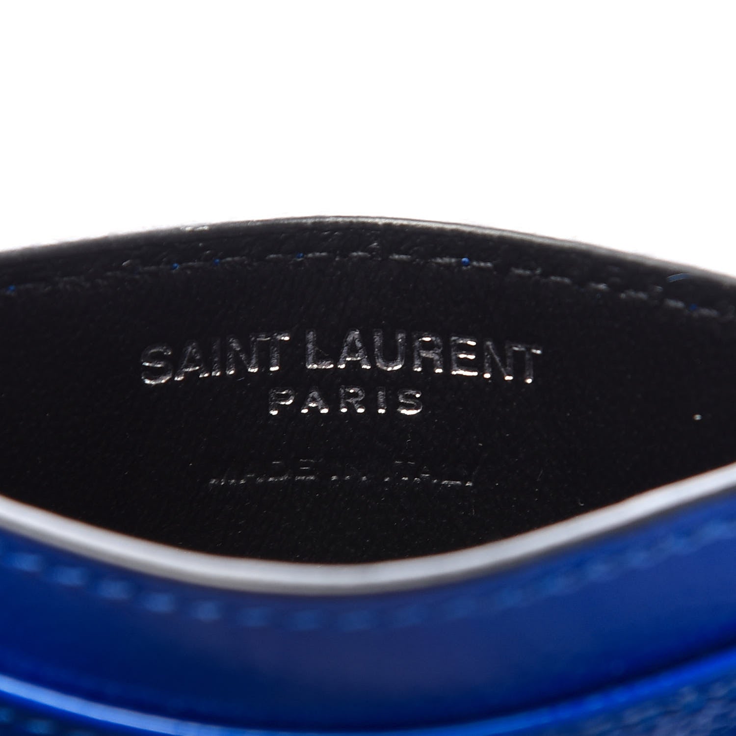 Saint Laurent Patent Grain De Poudre Matelasse Monogram Credit Card Case Blue Majorelle 6 of 8