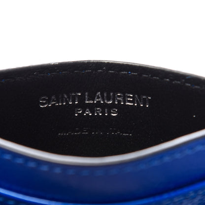 Saint Laurent Patent Grain De Poudre Matelasse Monogram Credit Card Case Blue Majorelle 6 of 8