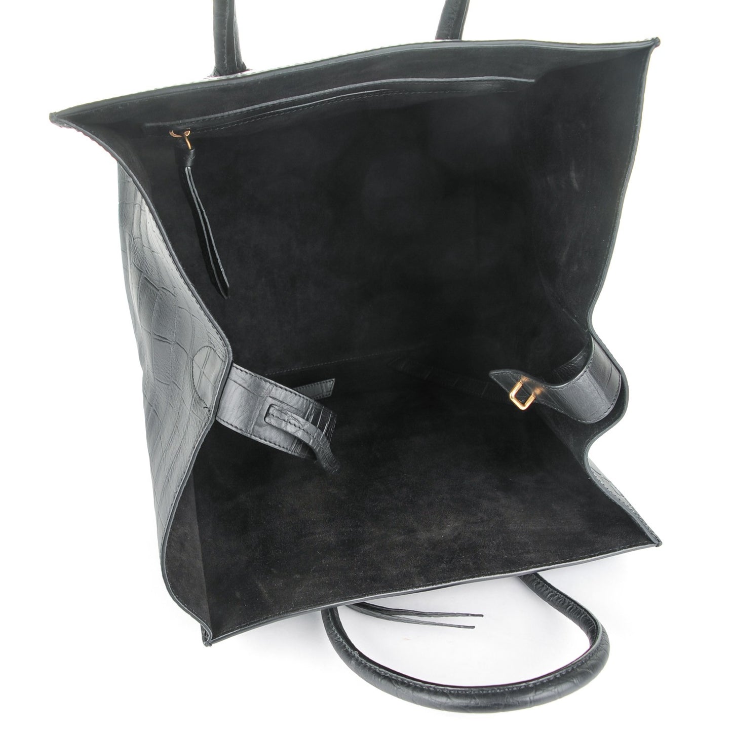 Crocodile Embossed Calfskin Medium Phantom Luggage Black