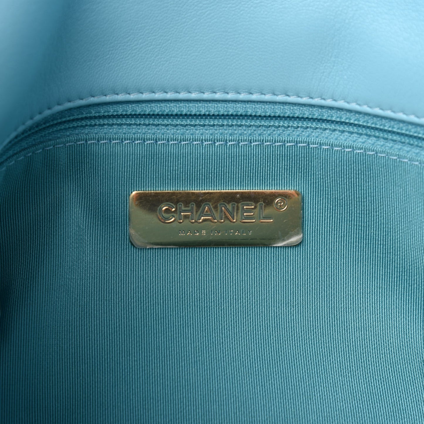 Shiny Lambskin Quilted Medium Chanel 19 Flap Light Blue