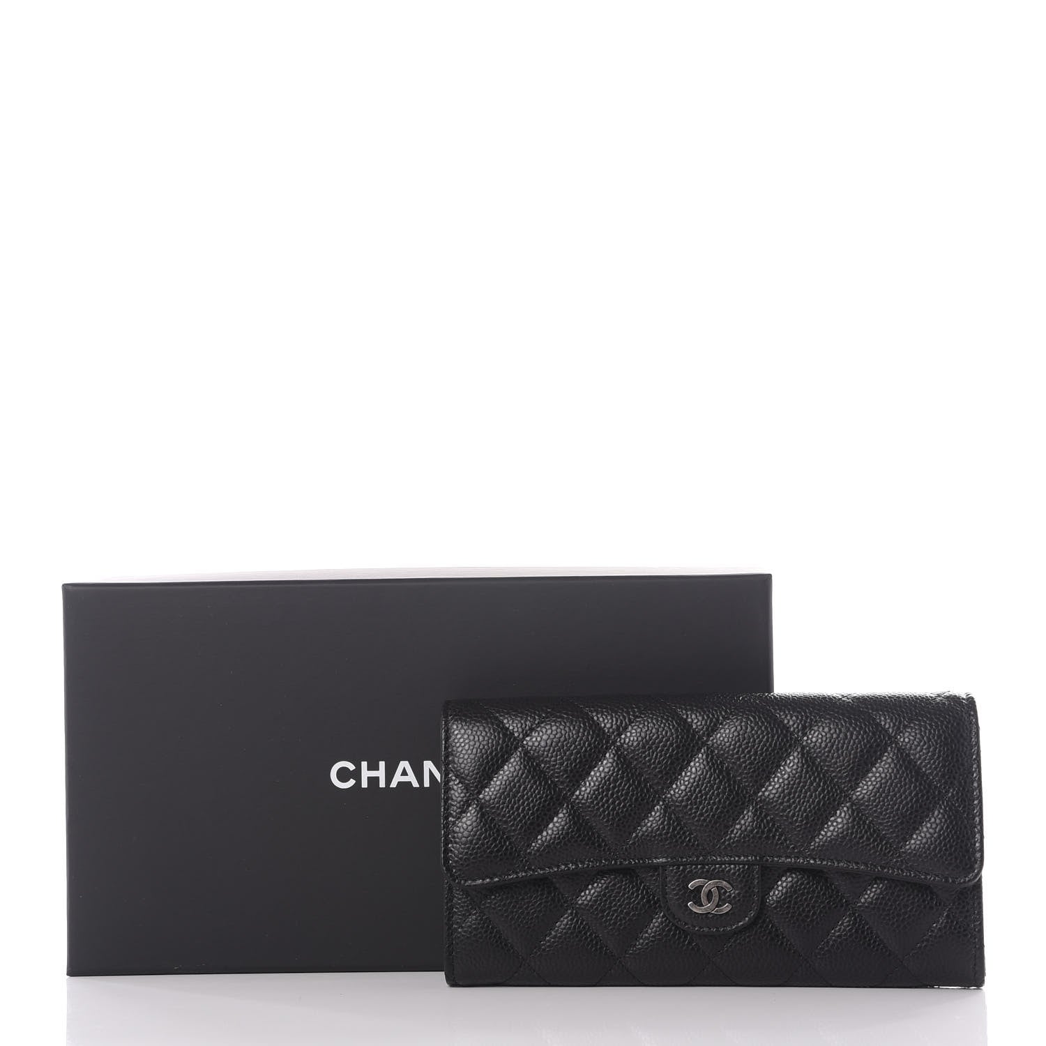 Chanel Caviar Quilted Large Flap Gusset Wallet Black 9 of 9