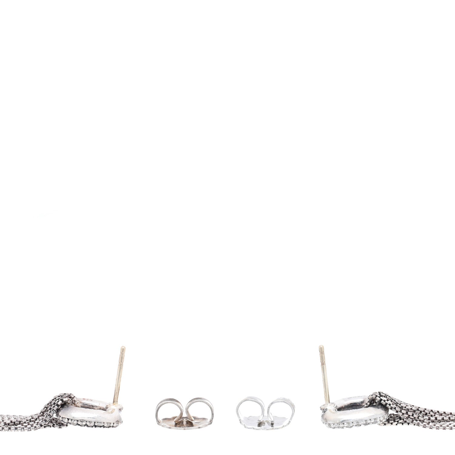 David Yurman Sterling Silver Diamond Tassel Drop Earrings 3 of 4