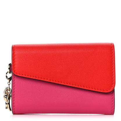 Christian Dior Smooth Calfskin Bi-Color Diorissimo Card Holder Pink Red 1 of 10