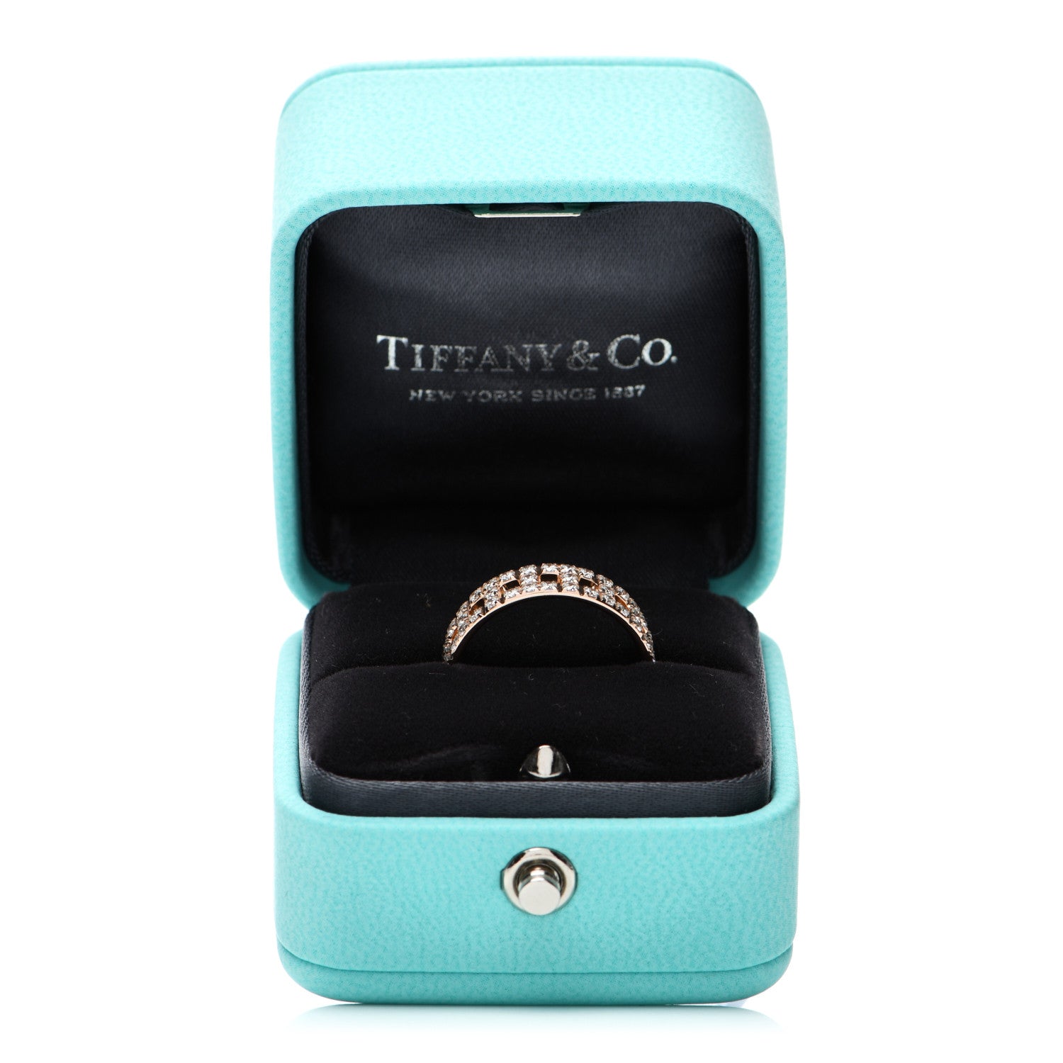 Tiffany 18K Rose Gold Diamond T True Wide Ring 52 6 5 of 5