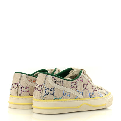 Gucci Canvas Lame Crystal GG Monogram Womens 1977 Tennis Sneakers 36 Gardenia Silver Mystic White 5 of 8