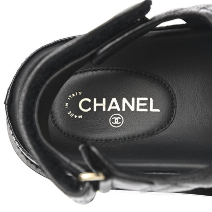 Chanel Grained Calfskin Velcro Dad Sandals 38.5 Black 7 of 9