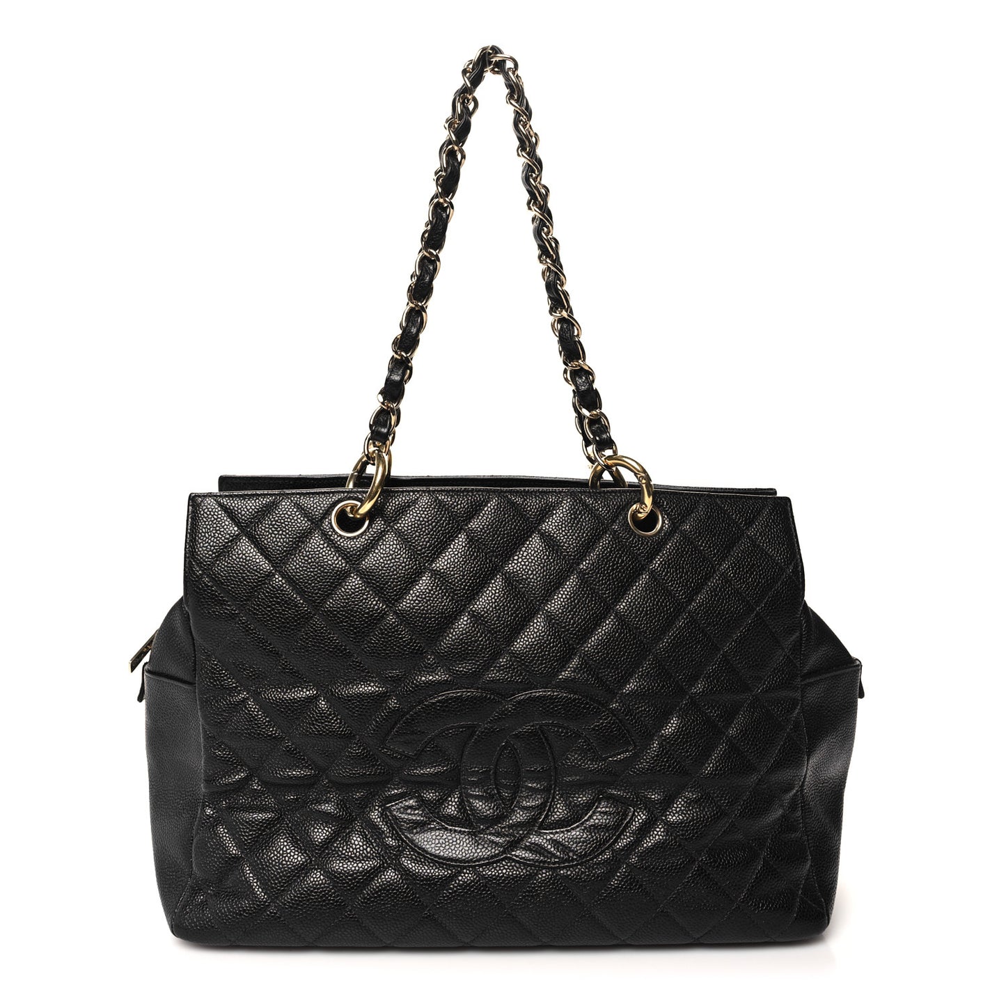 Caviar Quilted Grand Timeless Shopping Tote GTT Black