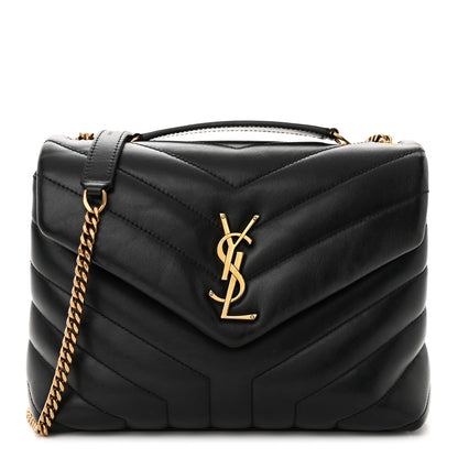 Saint Laurent Calfskin Y Quilted Monogram Small Loulou Chain Satchel Black 1 of 13