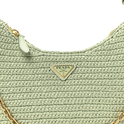 Prada Yarn Raffia Effect Crochet Re-Edition 2005 Shoulder Bag Acqua 8 of 11