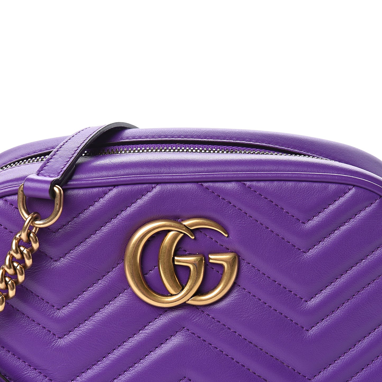 Calfskin Matelasse Small GG Marmont Chain Shoulder Bag Shine Purple