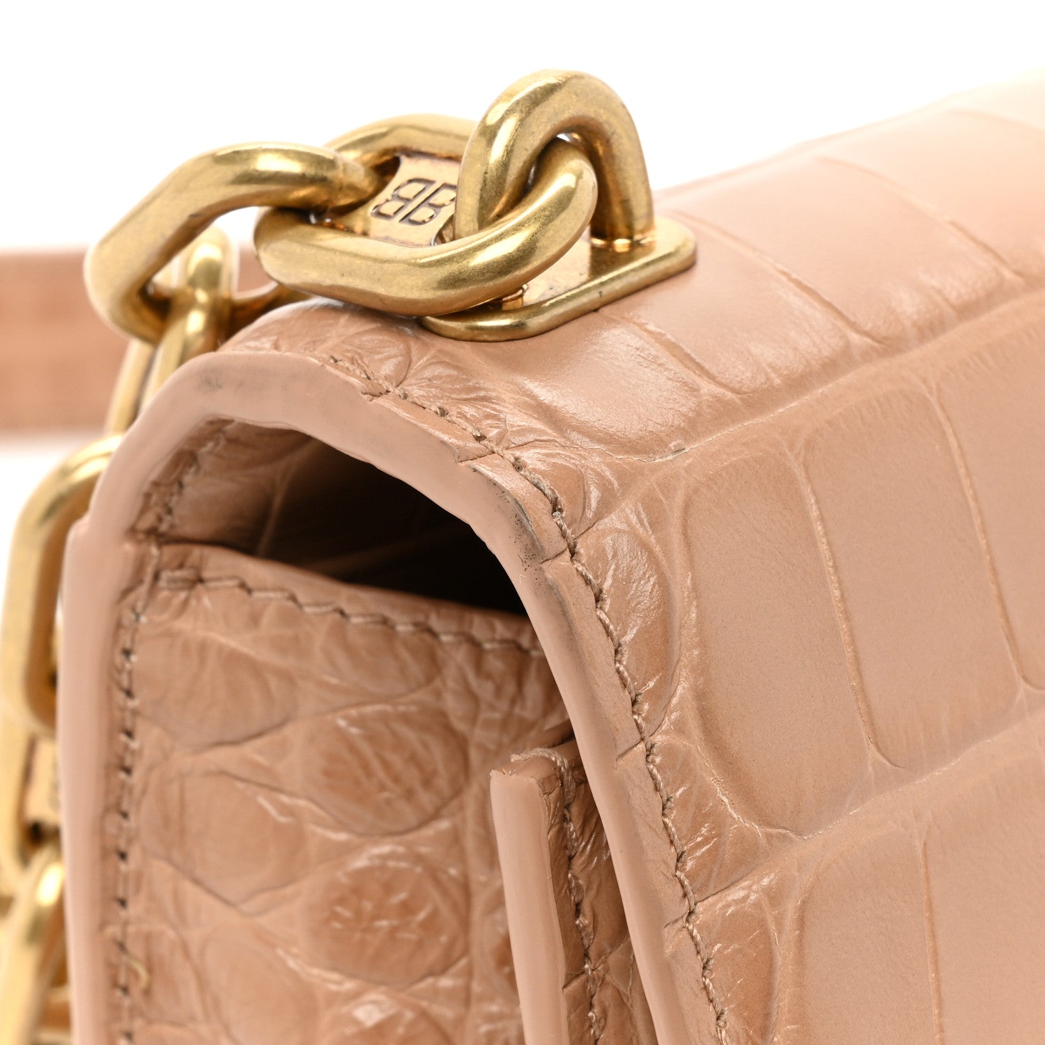 Balenciaga Extra Supple Calfskin Crocodile Embossed Gossip Chain Bag XS Nude Beige 13 of 16
