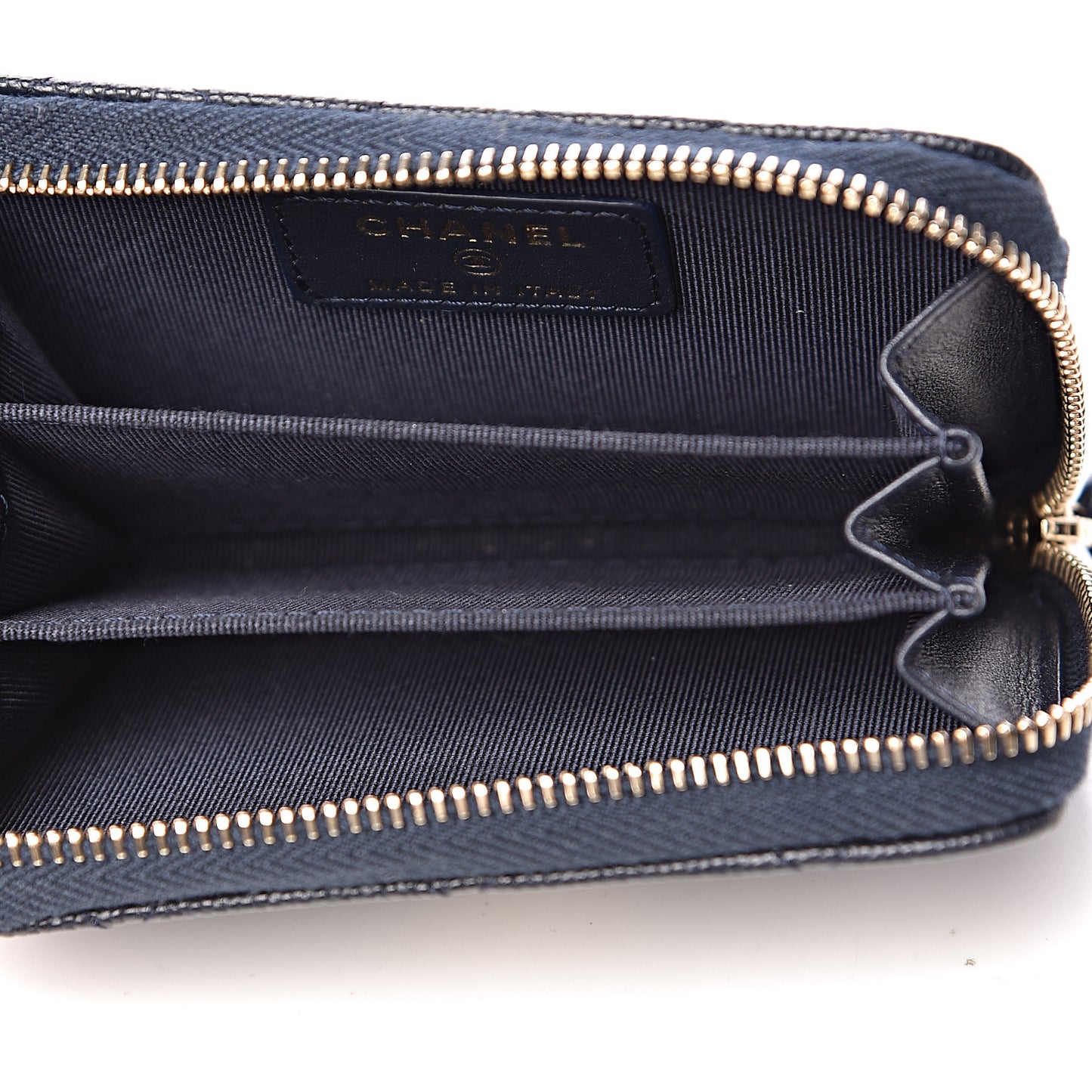 Caviar Quilted Zip Coin Purse Navy