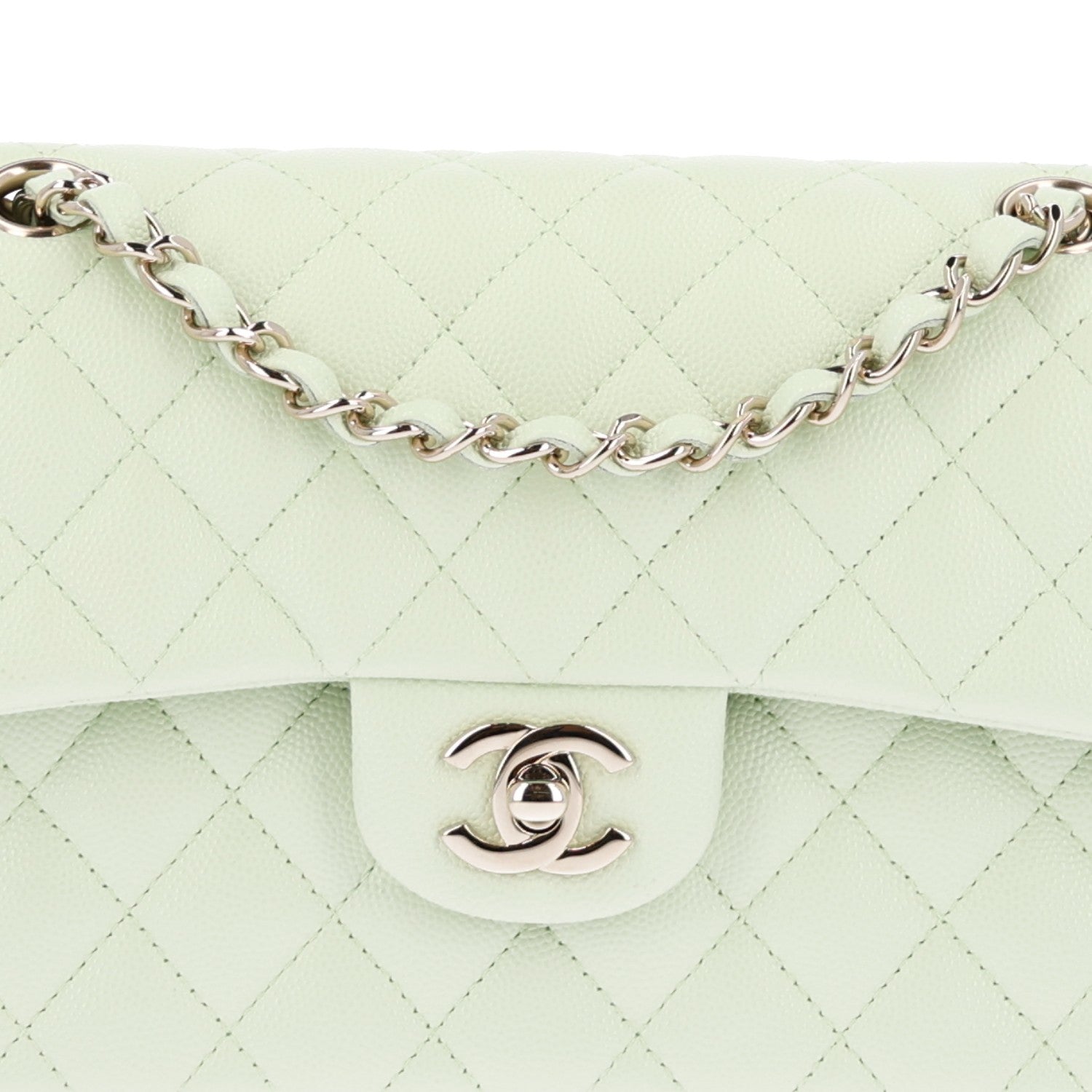 Chanel Caviar Quilted Small Double Flap Light Green 9 of 11