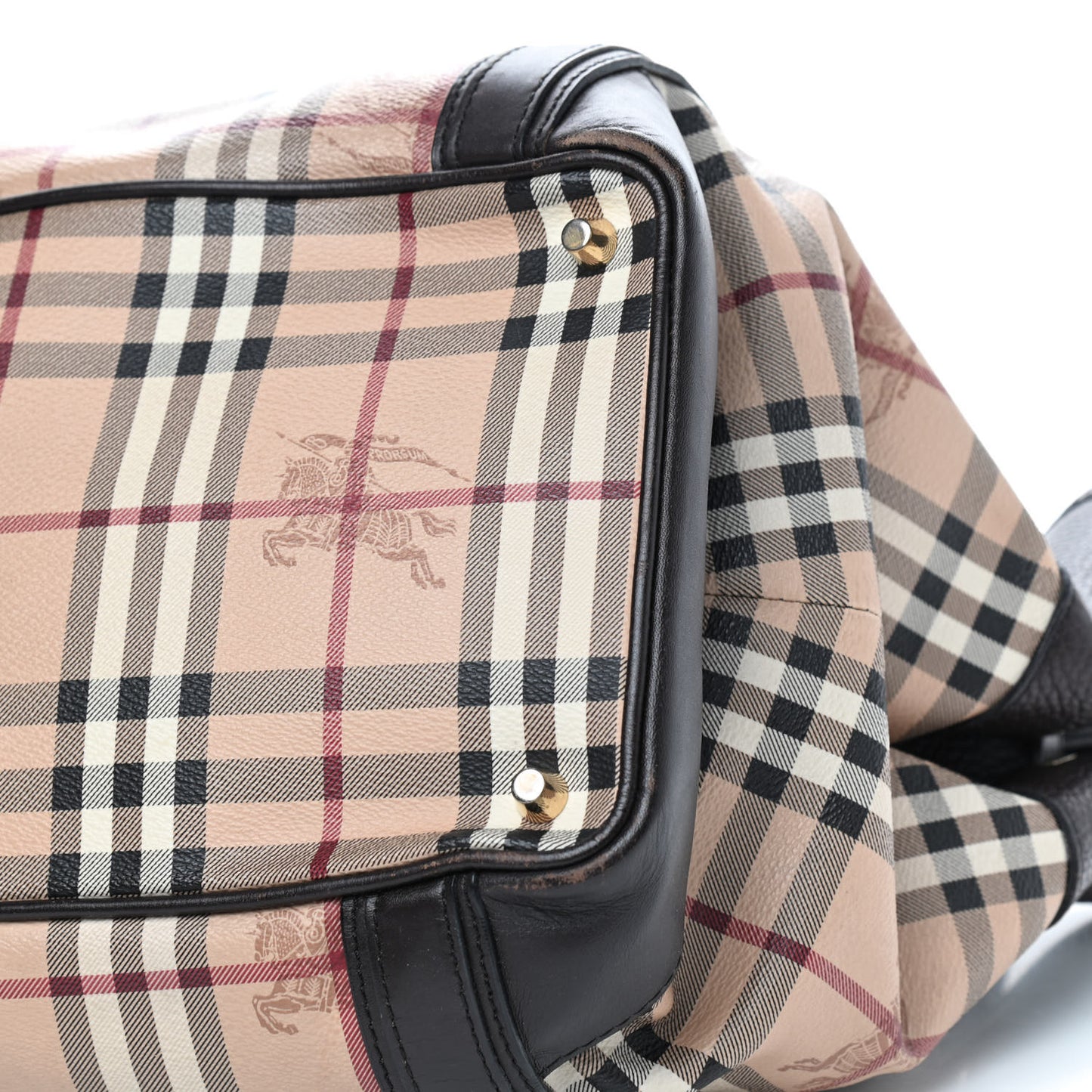 Grained Calfskin Haymarket Check Medium Golderton Tote Chocolate