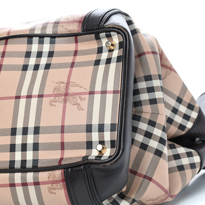 Burberry Grained Calfskin Haymarket Check Medium Golderton Tote Chocolate 6 of 8