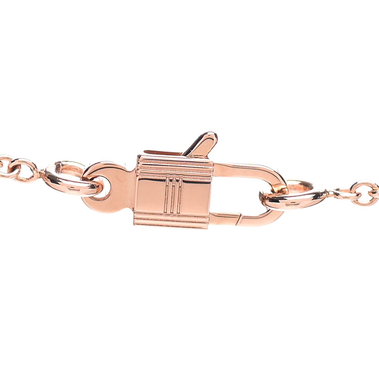 Hermes 18K Rose Gold Diamond Amulettes Cadenas Pendant Necklace 4 of 6