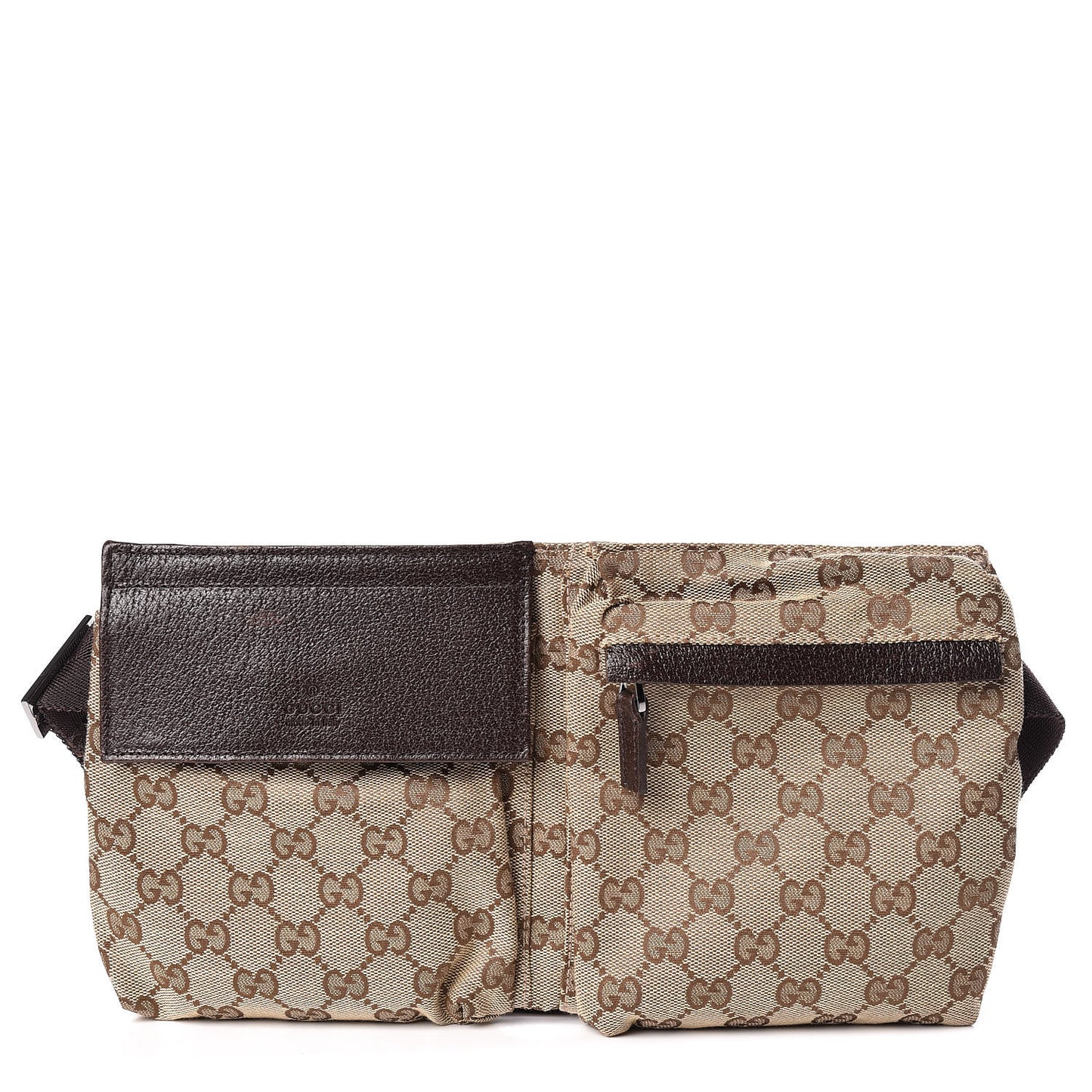 GG Monogram Double Pocket Belt Bag Dark Brown