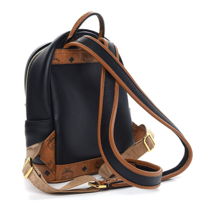 MCM Visetos Calfskin Medium Geonautic Backpack Black Cognac 3 of 8