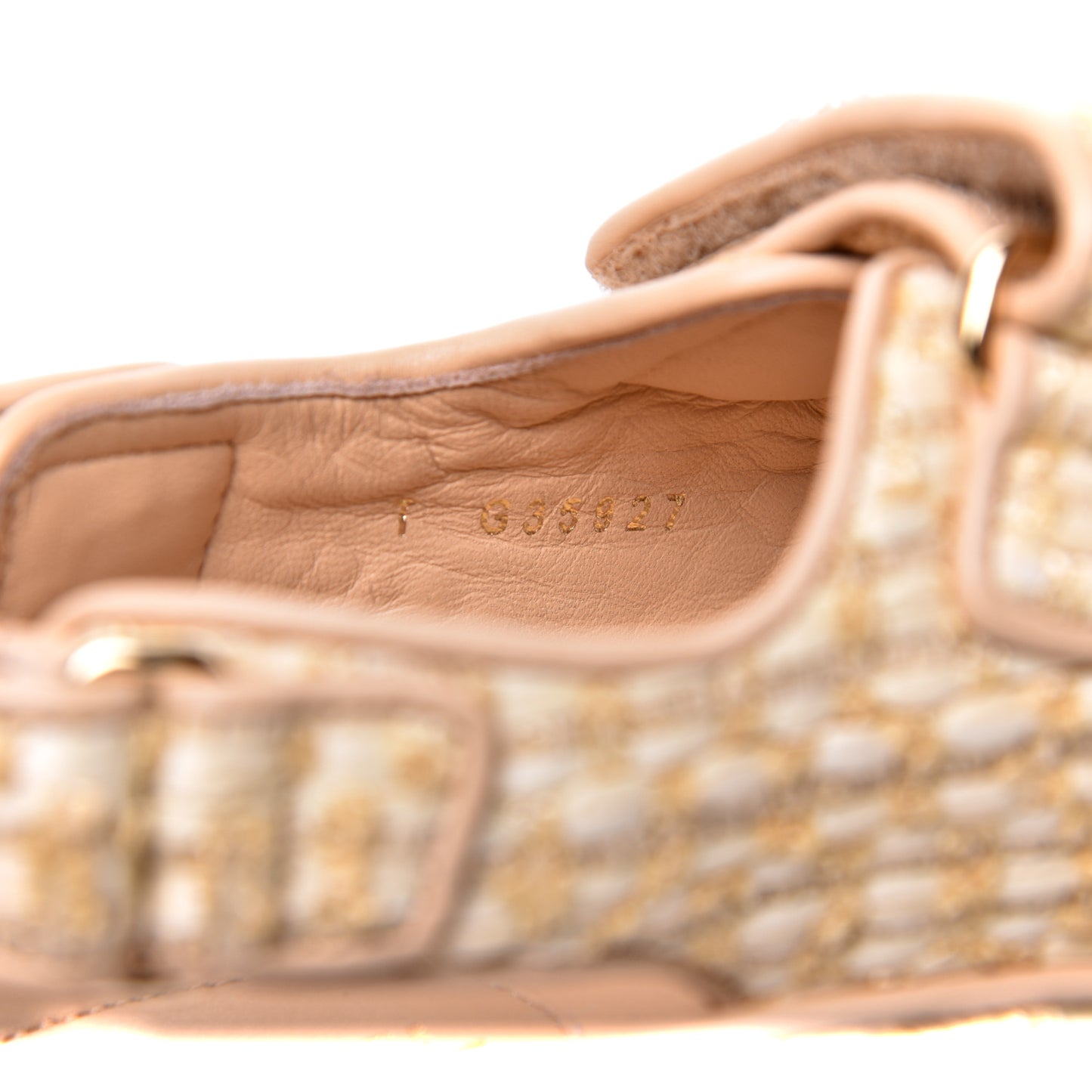 Braided Fabric Velcro Dad Sandals 35 Beige