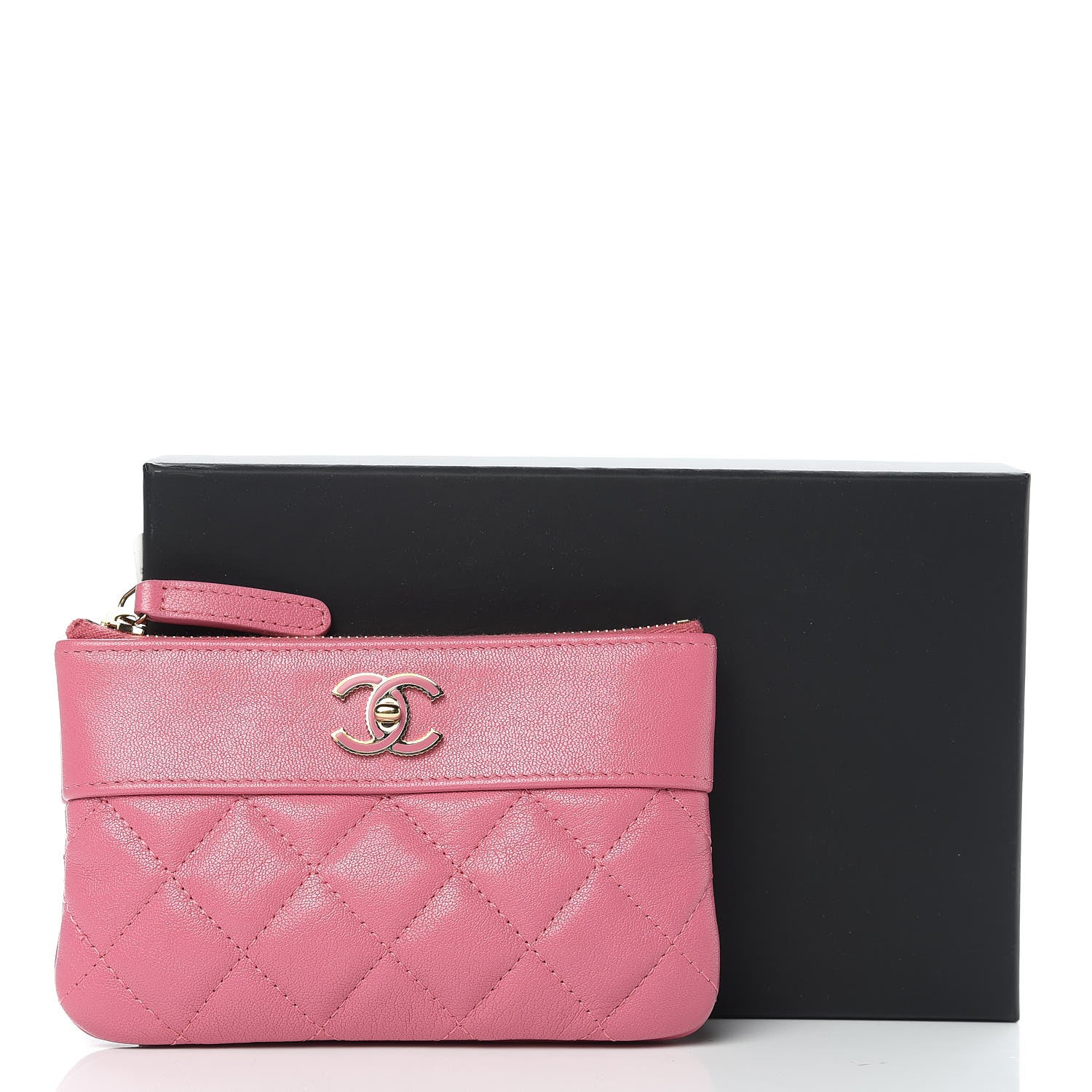 Chanel Sheepskin Quilted Small Vintage Mademoiselle Cosmetic Case Dark Pink 8 of 8