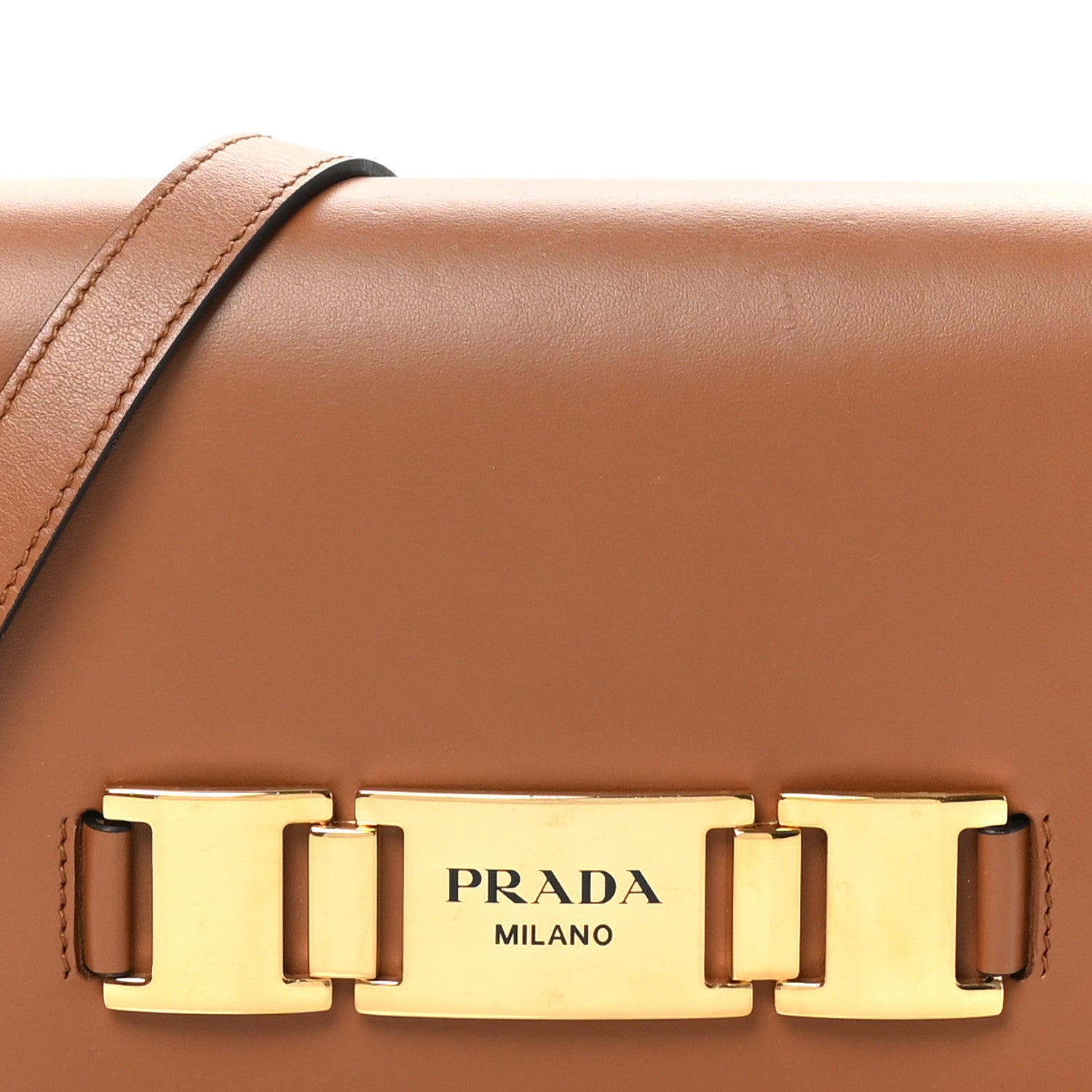 Prada City Calf Flap Shoulder Bag Cognac 7 of 9