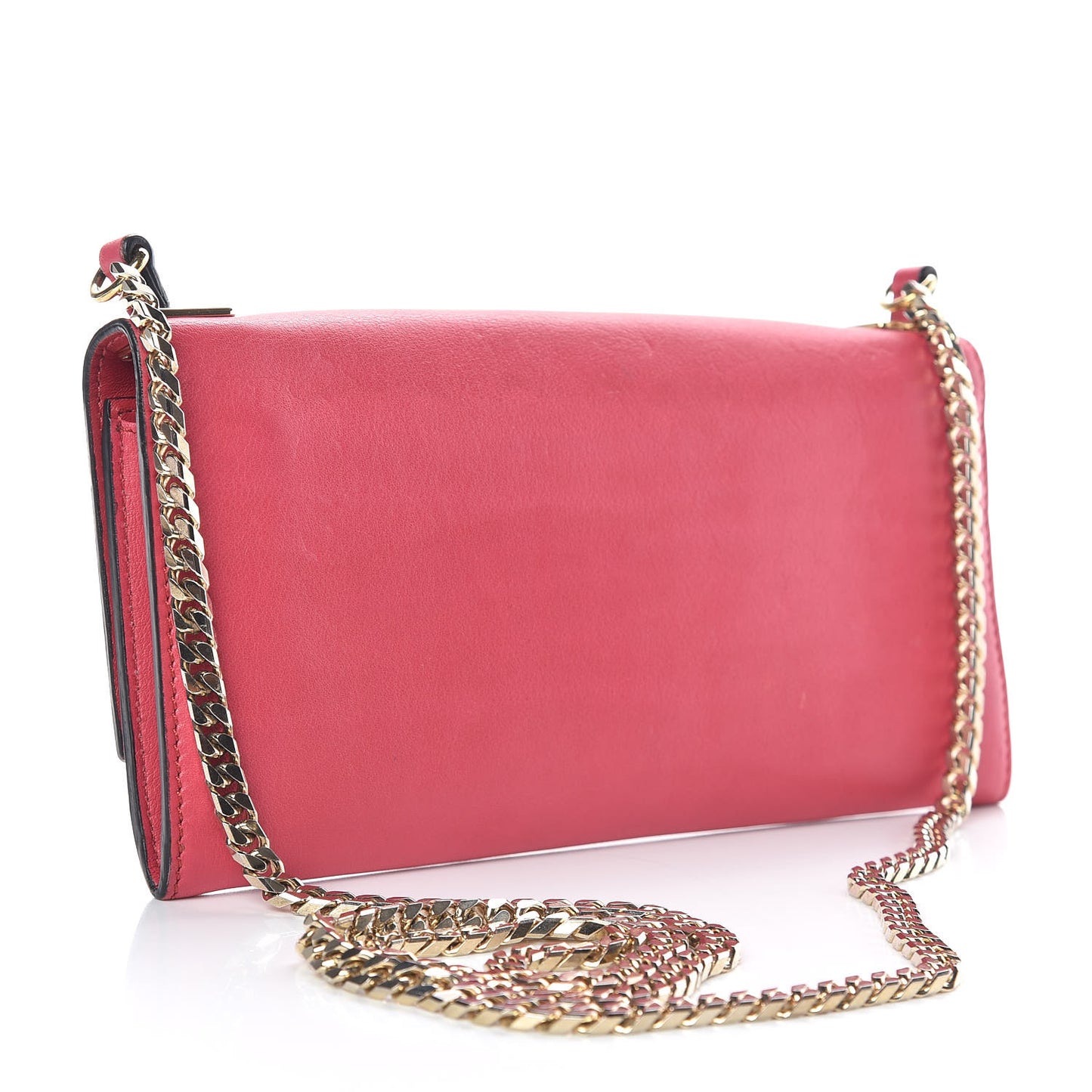 Calfskin Wallet On Chain Crimson Pink