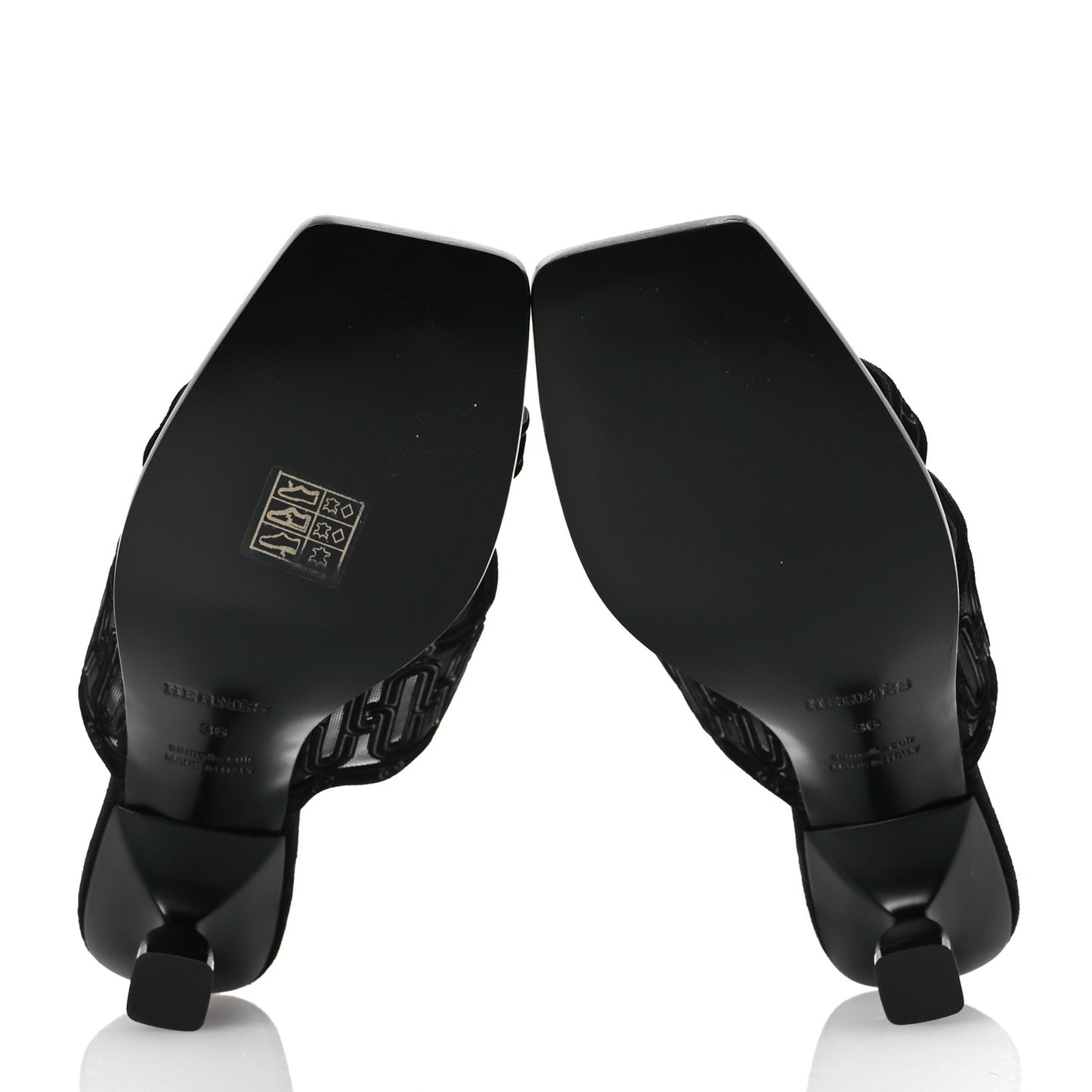 Suede Goatskin Mesh Joia 55 Mule Sandals 36 Black