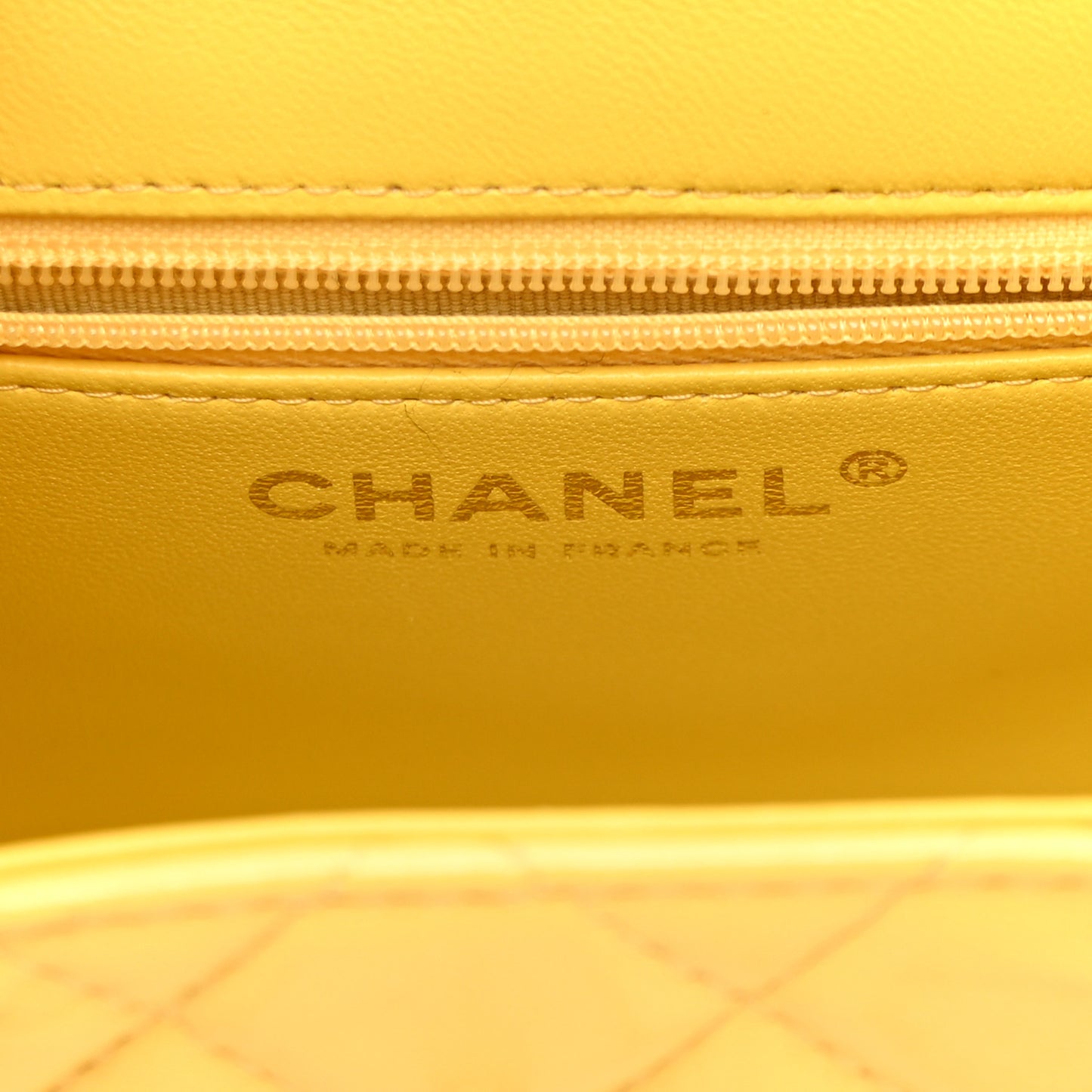 Shiny Aged Calfskin Quilted Nano Kelly Shopper Light Yellow