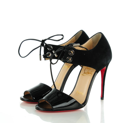 Christian Louboutin Patent Suede Mayerling 100 Sandals 35 Black 4 of 10