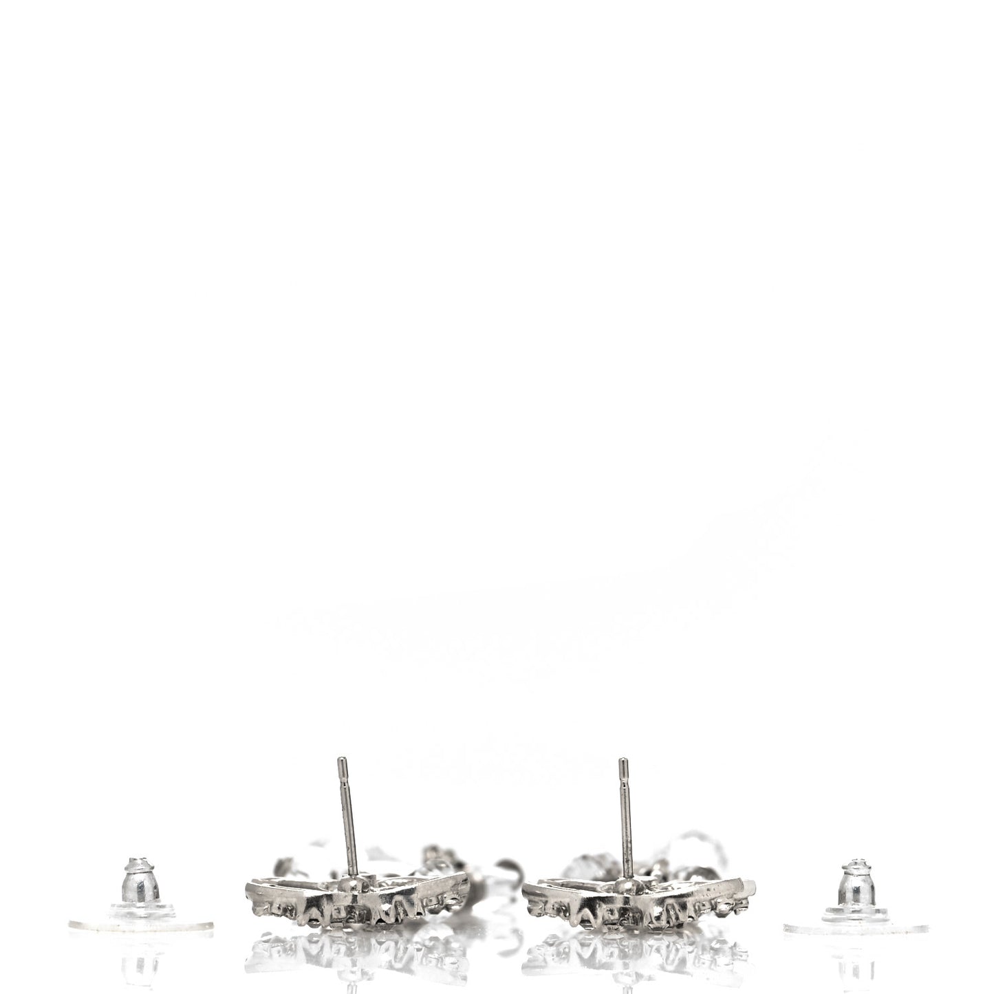 Crystal CC Dangling Drop Earrings Silver