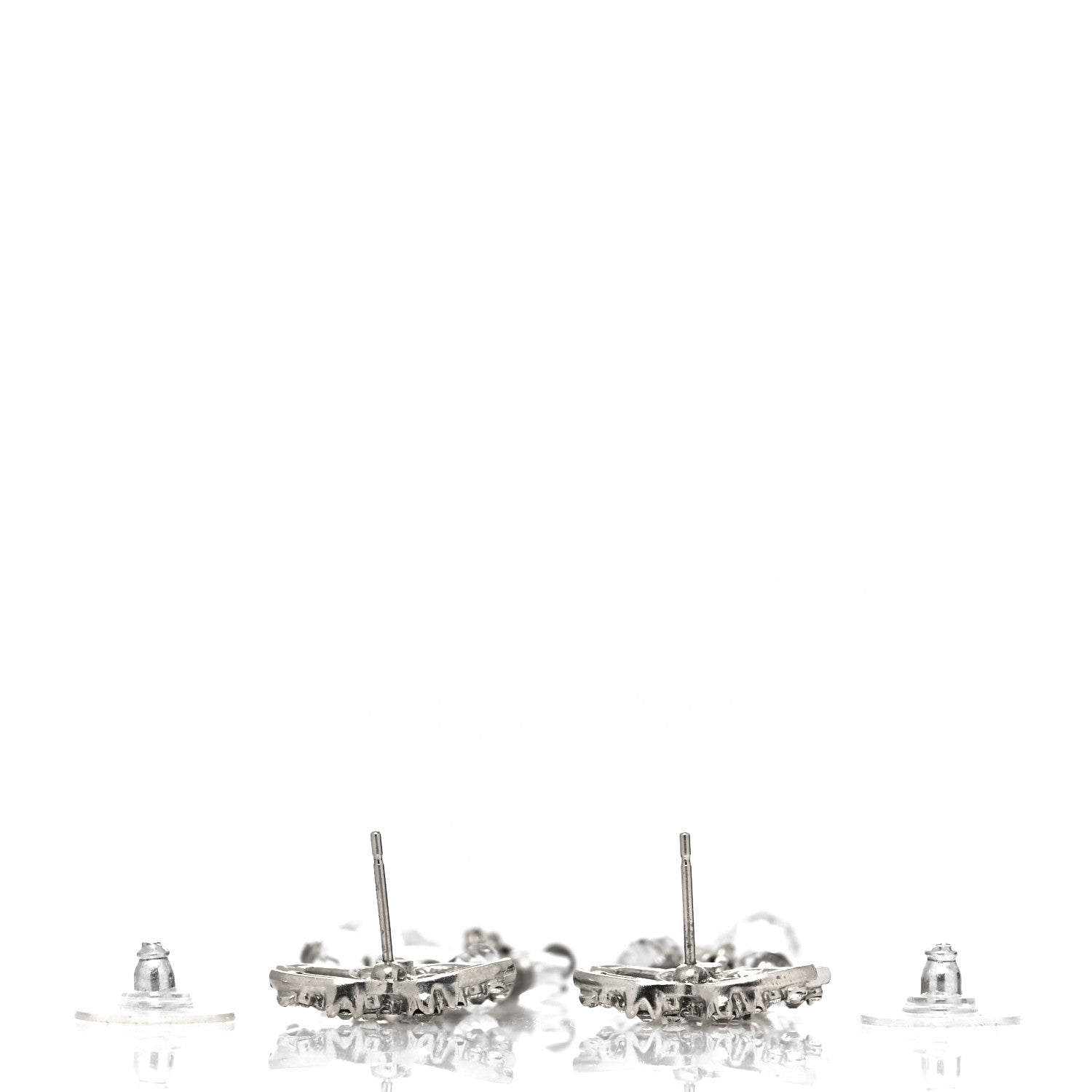 Chanel Crystal CC Dangling Drop Earrings Silver 3 of 4