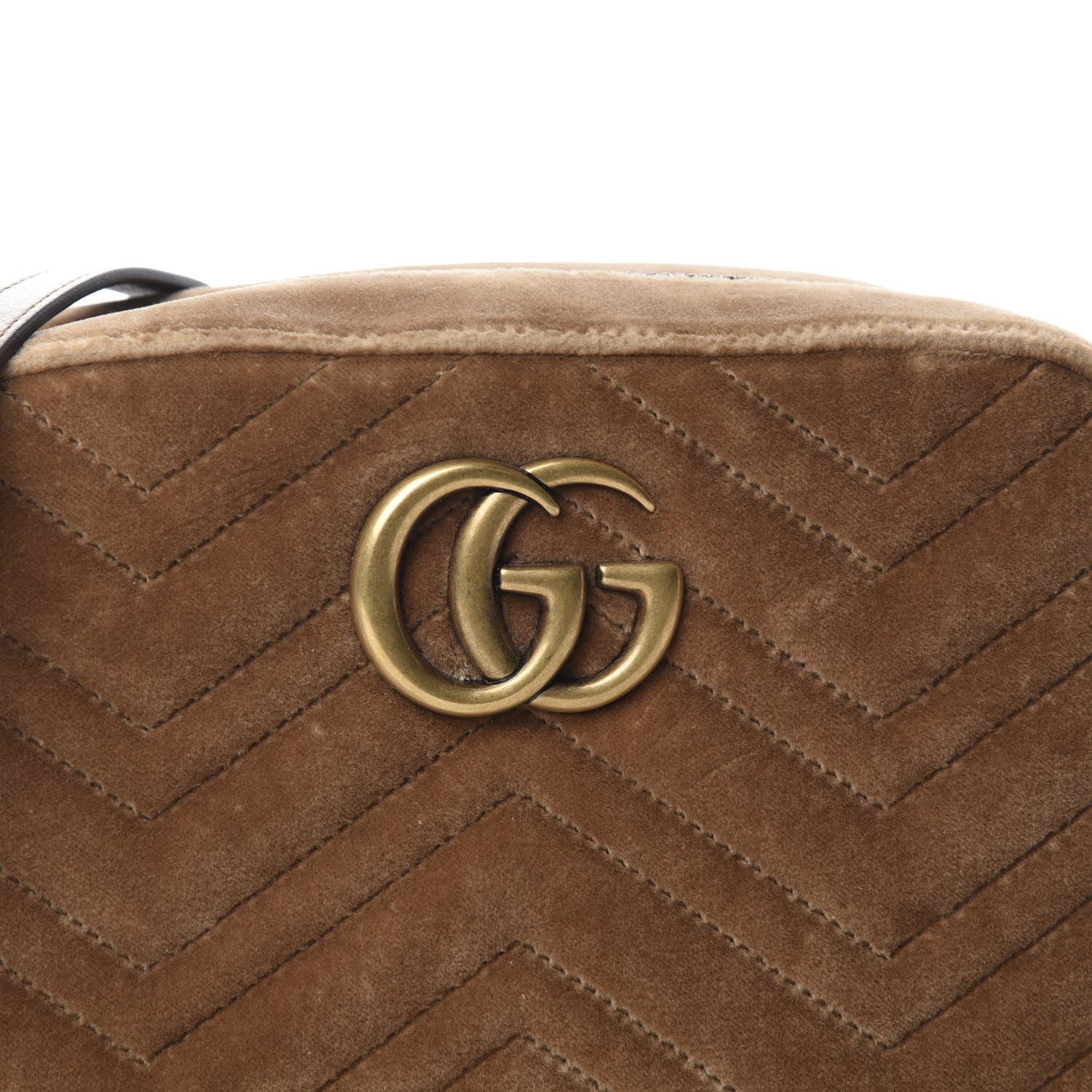 Gucci Velvet Matelasse Small GG Marmont Chain Shoulder Bag Taupe 10 of 11